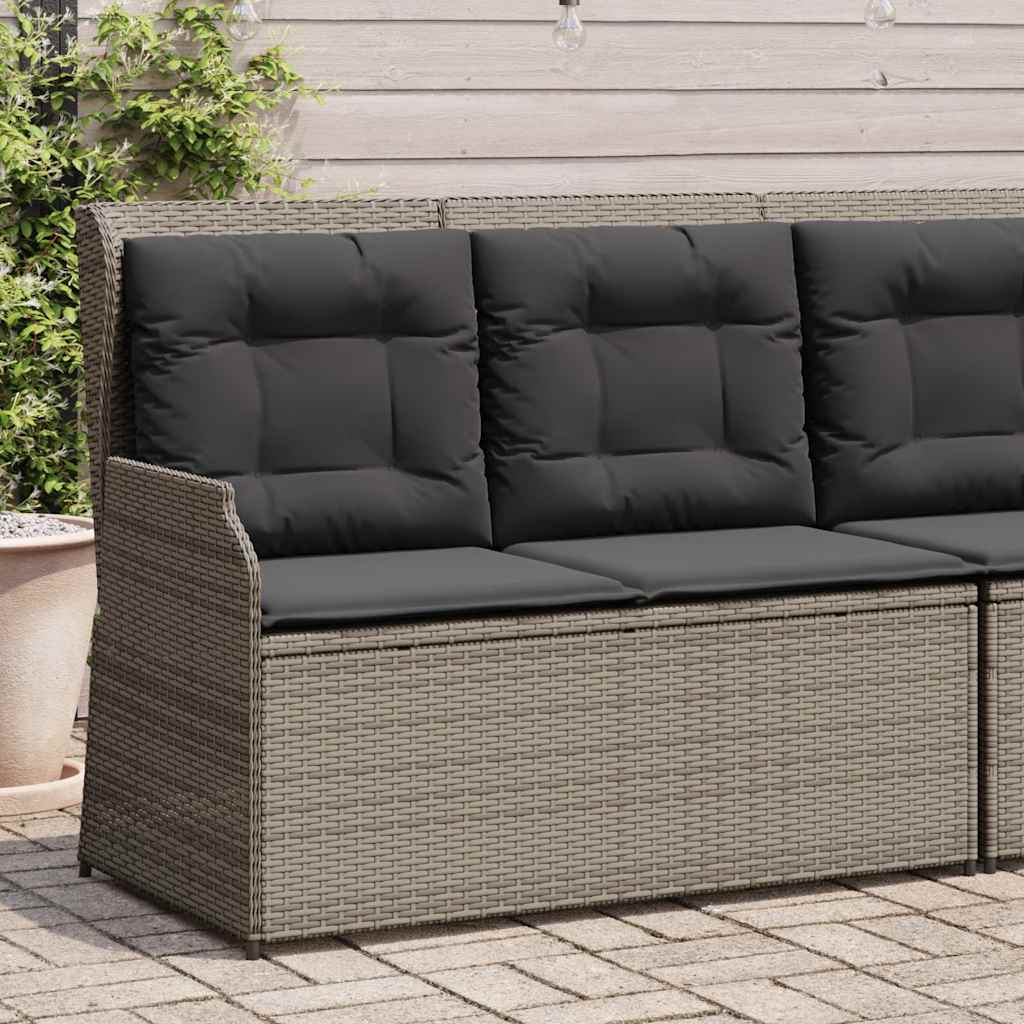 Vidaxl Banco de Jardín Plegable con Cojines, Gris, Ratán Sintético