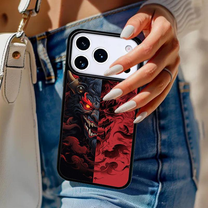 Samurai Oni Mask Phone Case For iPhone 17 Air 14 15 13 12 Max Cover For Apple 16e 11 Pro Max Plus Coque