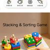 Montessori Geometric Stacking Peg Toy Early Learning Educational Shape Sorting Building Blocks for 1-3 Years Old Boys Girls