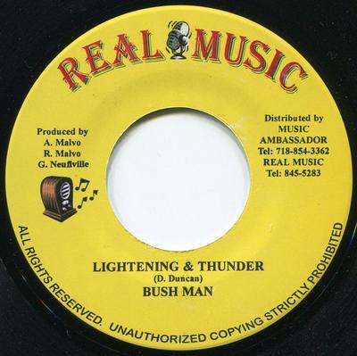 7inch Record BUSHMAN - Lightening & Thunder NONE Real Music 2003 Jamaica Reggae, Ska & Dub Used
