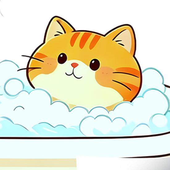 Cartoon Cat Wall Sticker, Funny Orange Cat Bathing/Licking Wall Decal, Peel And Stick Self-Adhesive PVC Room Mural for Kitchen, Bathroom