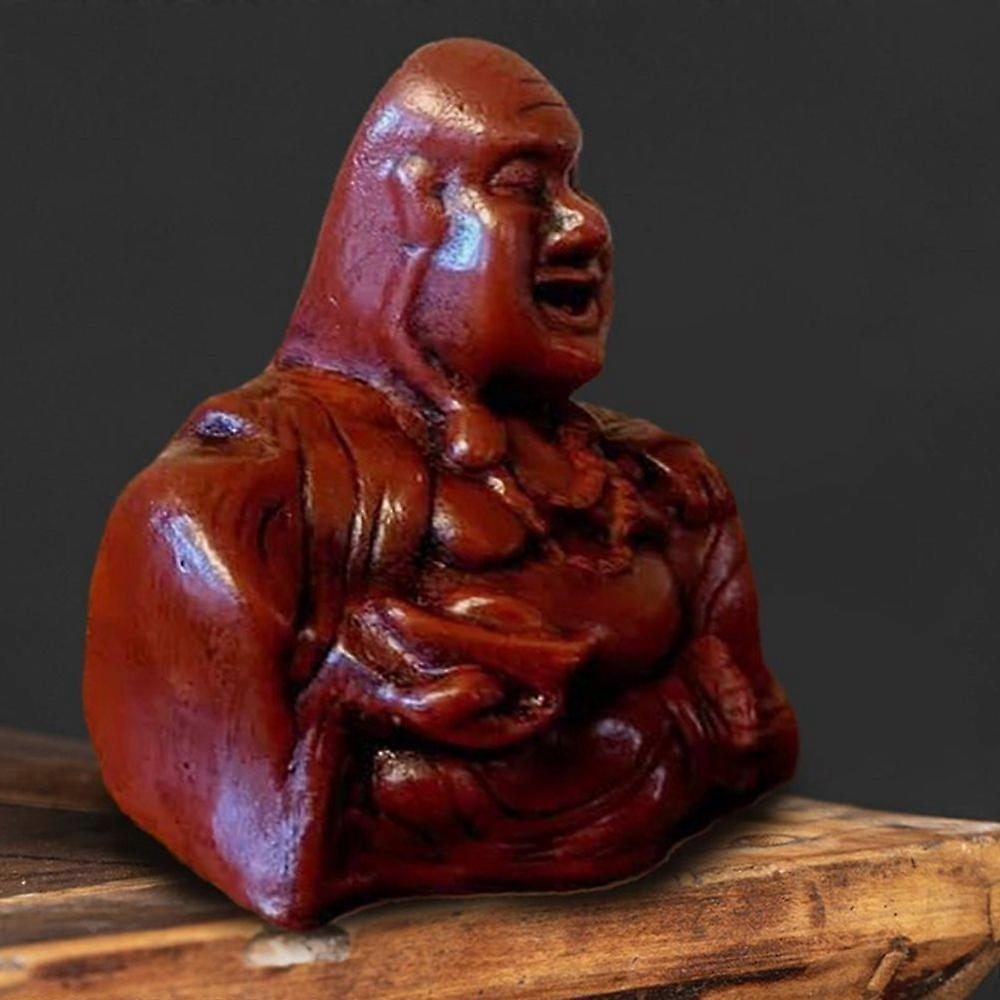 Holz Buddha Flip Buddha Mittelfigur Schnitzerei Statue Lachend Handgeschnitzt