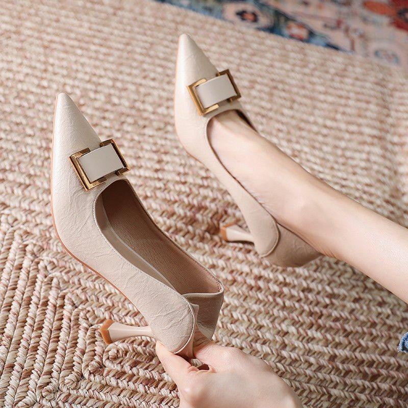Pointed High Heels Women's Autumn New Fine Heel Temperament Commuting Light Mouth Single Shoes High Heels Are Not Tired