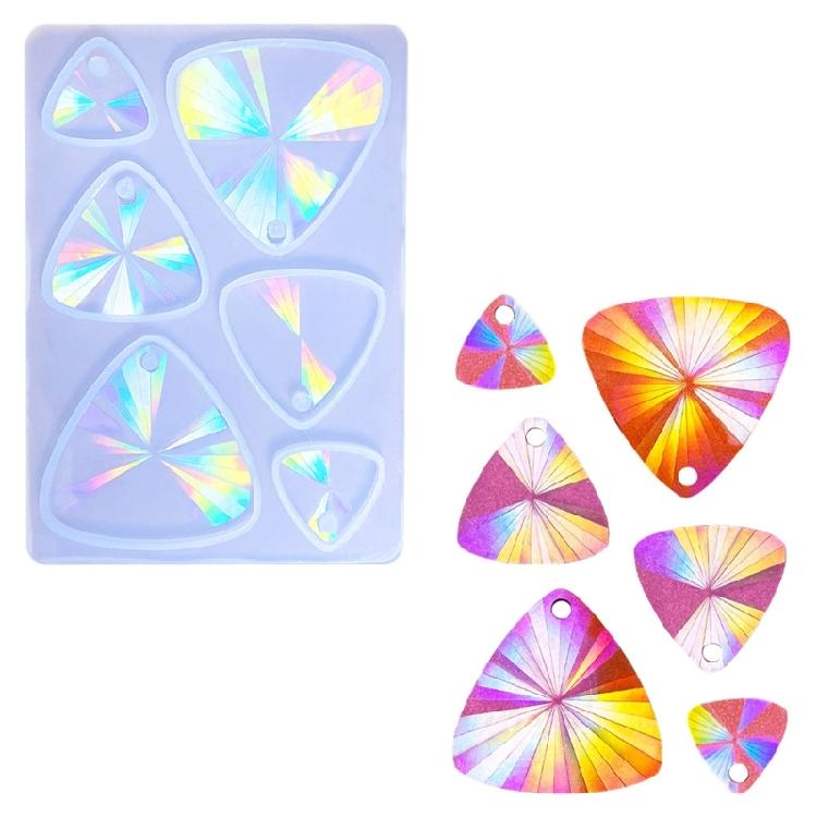 DIY Holographic Crystal Epoxy Resin Silicone Mold Triangle Earring Keychain DIY