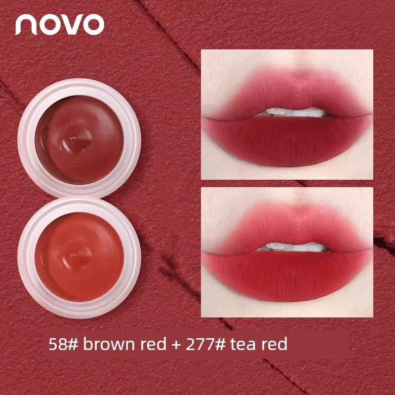 Novo Canned Mousse Lip Mud Matte Finish Velvet Plain Makeup Light Gray Pink Nude Color Series Lipstick Female Lip Lacquer Color