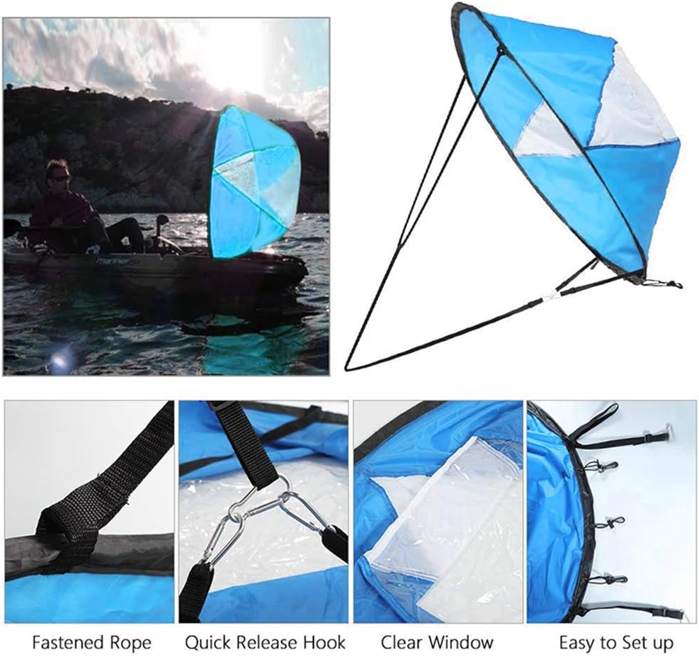 42 Inch Kayak Wind Sail Portable Foldable Durable Wind Sail with Transparent Window for Kayak Canoes
