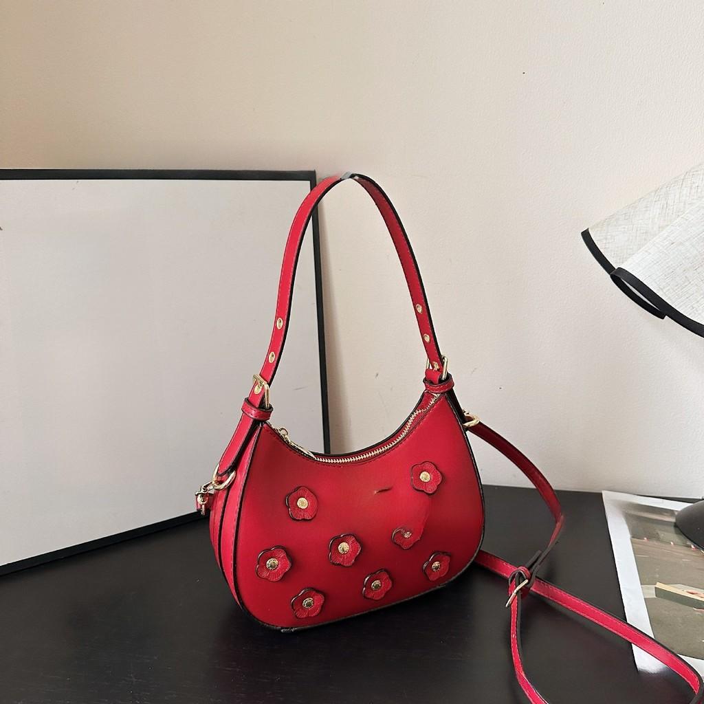 Flower Three Dimensional Trendy Small Women Bag Inner Pocket Design Zipper Bags