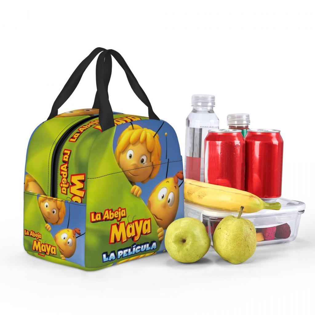 Biene Maja Mit Blumen Cartoon Zubehör Isolierte Lunchtasche Für die Arbeit Lebensmittelbox Tragbarer Thermokühler Lunchboxen