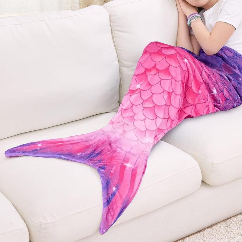Girl Mermaid Sleeping Bag Flannel Soft Pajamas Mermaid Costume Role-playing Birthday Gift Outdoor Camping Portable Sleeping Bag
