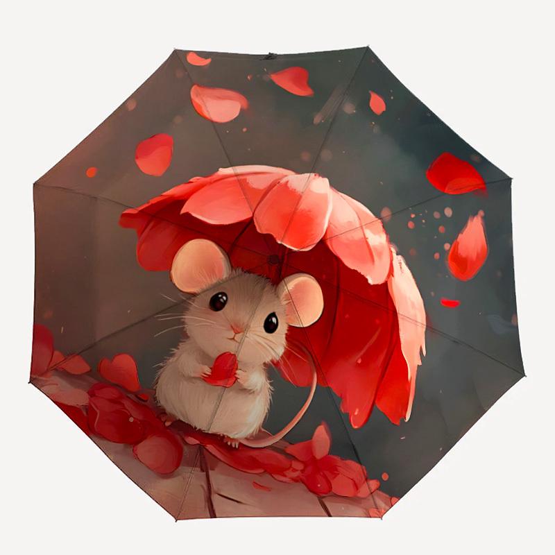 1pc Cute Mouse Automatic Open/Close Umbrella - Compact Travel Umbrella, Gift for Birthday, Holiday Yy260106001