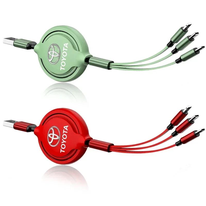 Car Accessories 3 In 1 Micro Cable Multi Charger For Toyota Corolla Yaris Chr Auris RAV4 Land Cruiser Camry Highlander