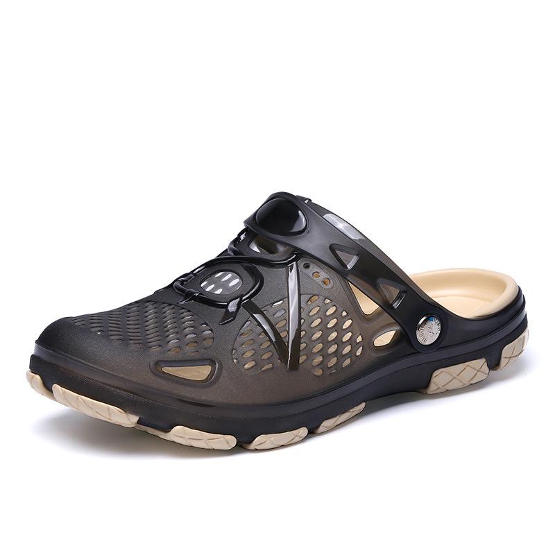 2025 Summer Foreign Trade New Couple Sandals Bag Head Hollow Jelly Shoes Breathable Large Size Men's Shoes Beach Hole Shoes