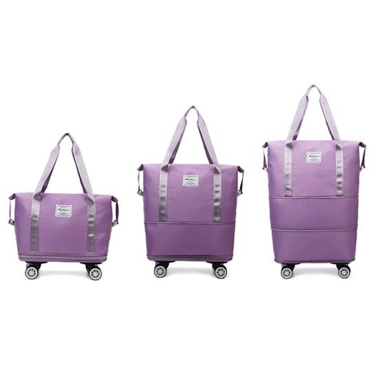 Expandable Rolling Duffle with Wheels Foldable Travel Large Capacity Double Layer Luggage Bag