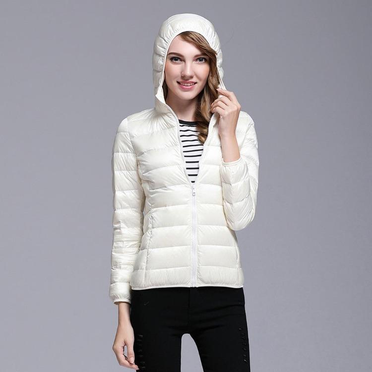 Women Lightweight Down Coat Autumn Winter Slim Hooded Collar Long Sleeve Zipper Solid Color Jacket M-5XL