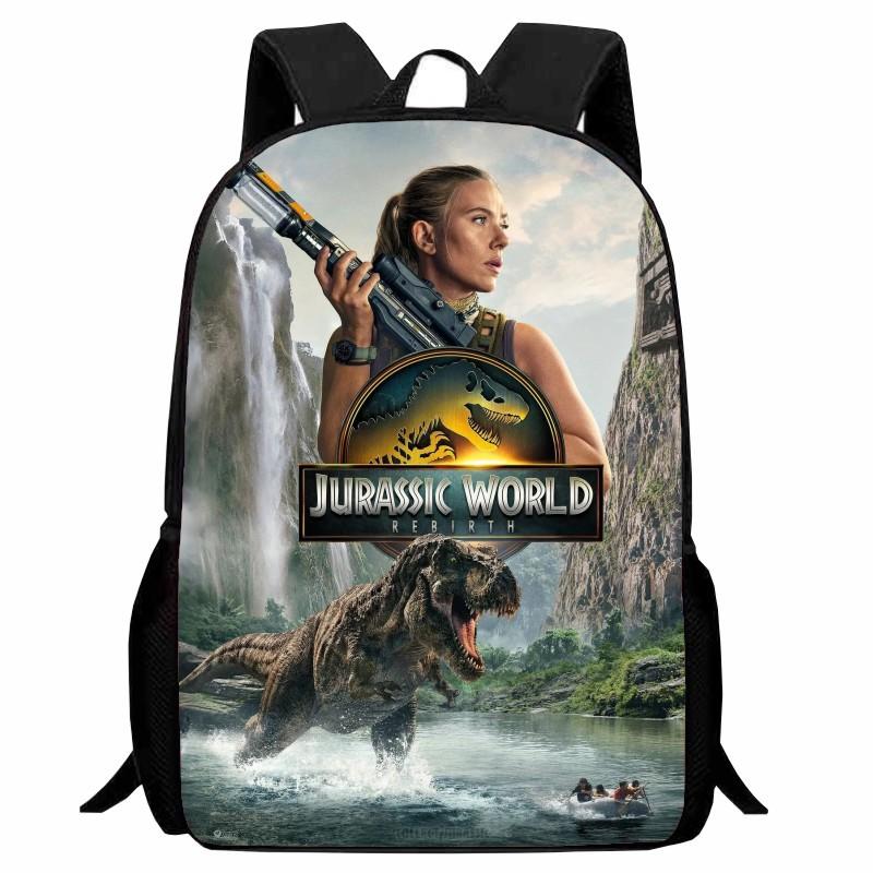 Printed Jurassic World Reborn Student School Bag Cartoon Animated Backpack Jurassic World