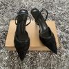Black Embroidered Mesh Slingback High Heels Sandals for Women  Shoes Woman Elegant Style Wedding Party Pumps