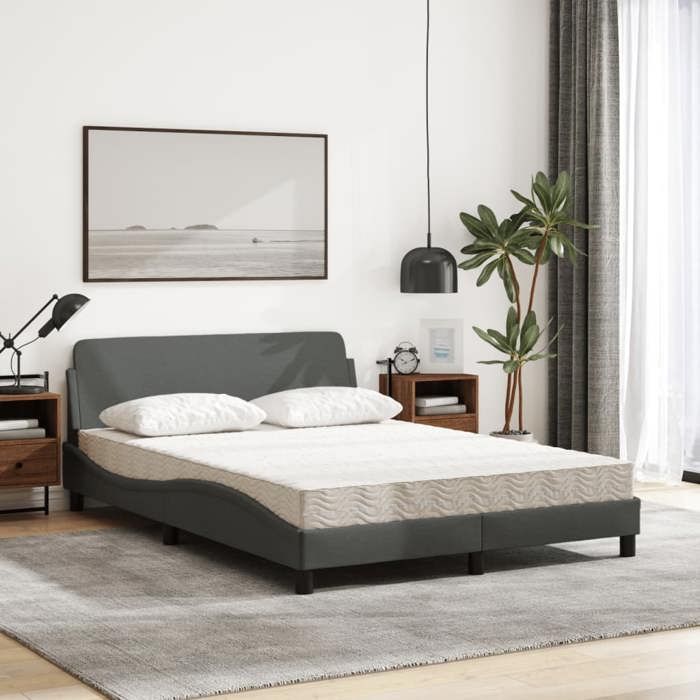 VidaXL Lit avec matelas gris foncé 120x200 cm tissu 3208365