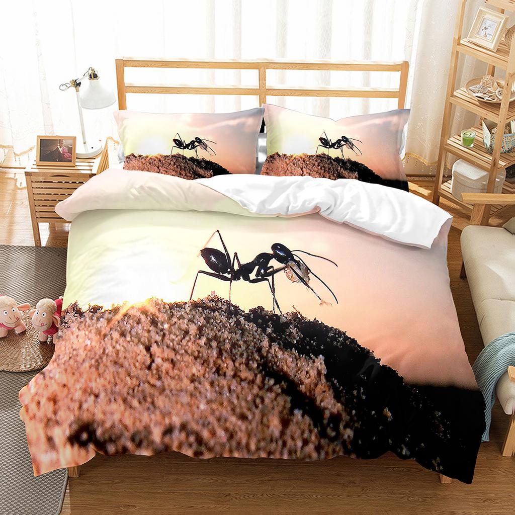 Ant Duvet Cover Set Lightweight Soft Polyester Comforter Cover for Kids Animals Lover Bedding Set with Pillowcase Quilt Cover