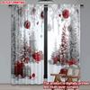 2D flat printing 2pcs Popular Christmas curtains Christmas Red and Silver Digital Printed Polyester Drapes Holiday Decorations