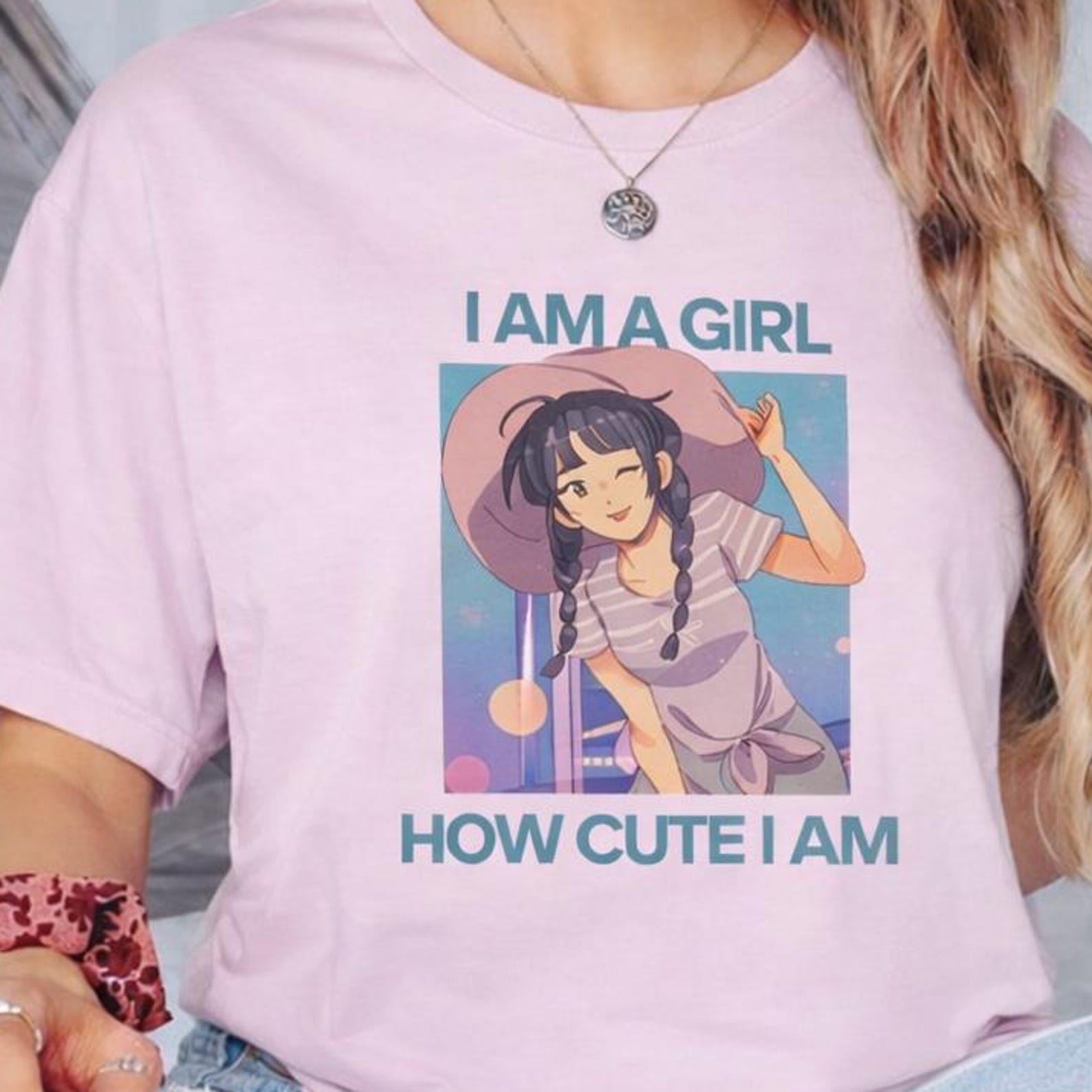 Anime Girl Illustration Oversized Tee | Relaxed Fit Cotton T-Shirt M