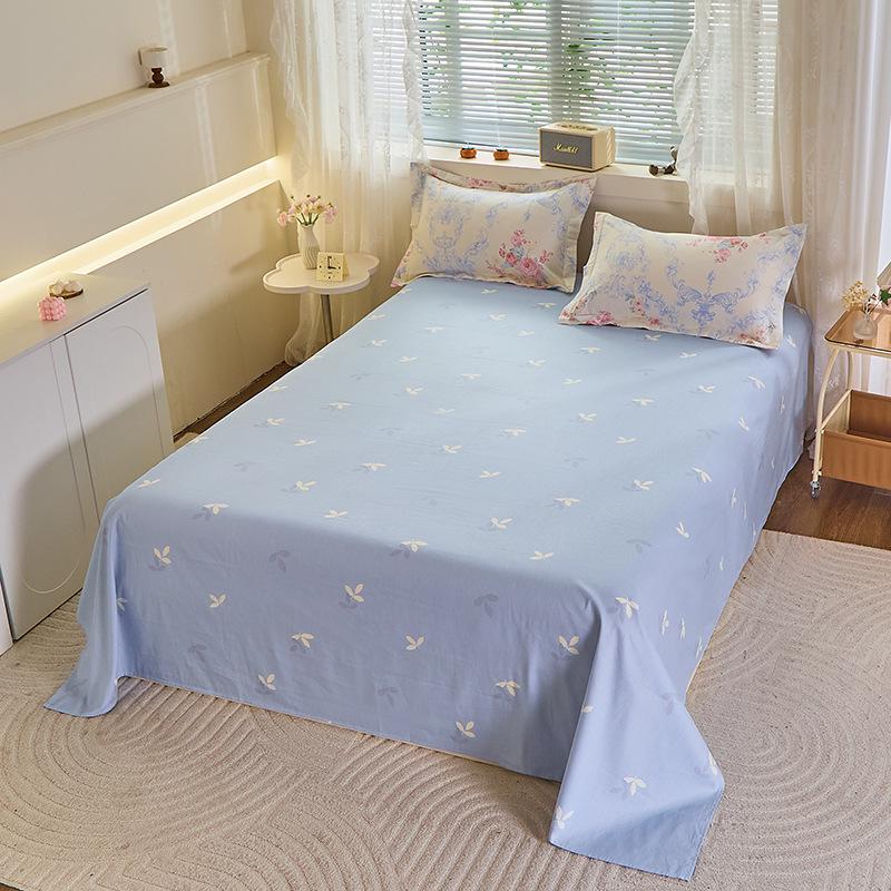 Simple Cotton Bed Sheet for Double Bed - Suitable for Summer & Student Dormitory, 40 Count, All Seasons
