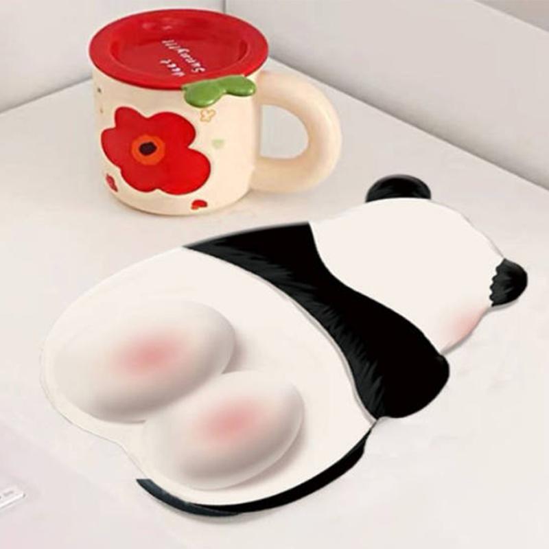 Kawaii Pink Panda Mouse Pad Silicone Wrist Mouse Pad Cute Non Slip Computer Office High-End Mouse Pads For Girls