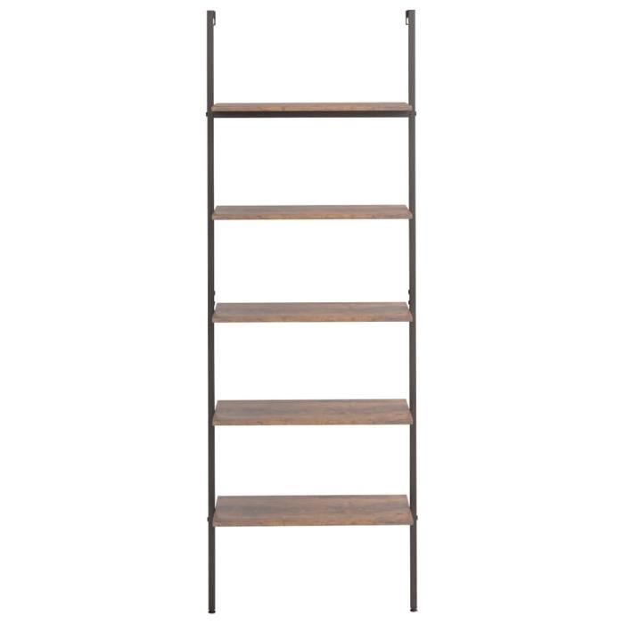 VidaXL Étagère inclinée à 5 niveaux Marron foncé et noir 64x35x185 cm 336386