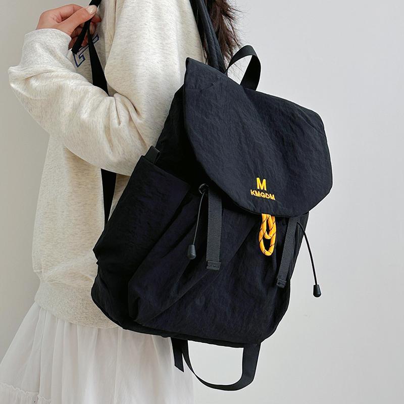 Drawstring Backpack Travel Contrast Backpack Lightweight Nylon Schoolbag