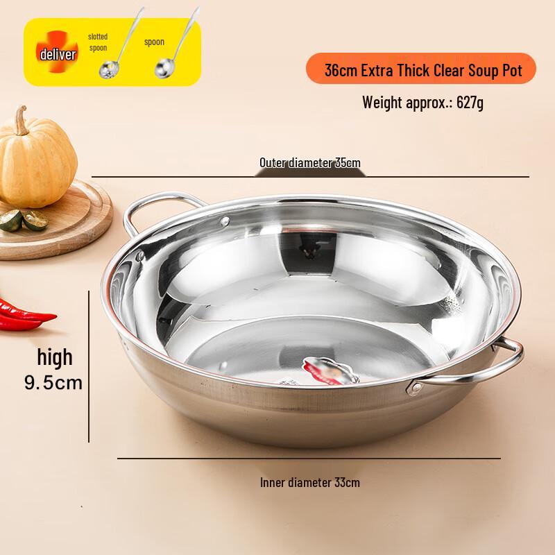 Extra Thick 304 Stainless Steel Double Handle Hot Pot