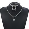 Women's Sparkling Diamond Jewelry Set: Crystal Drop Necklace, Earrings, and Bracelet Trio