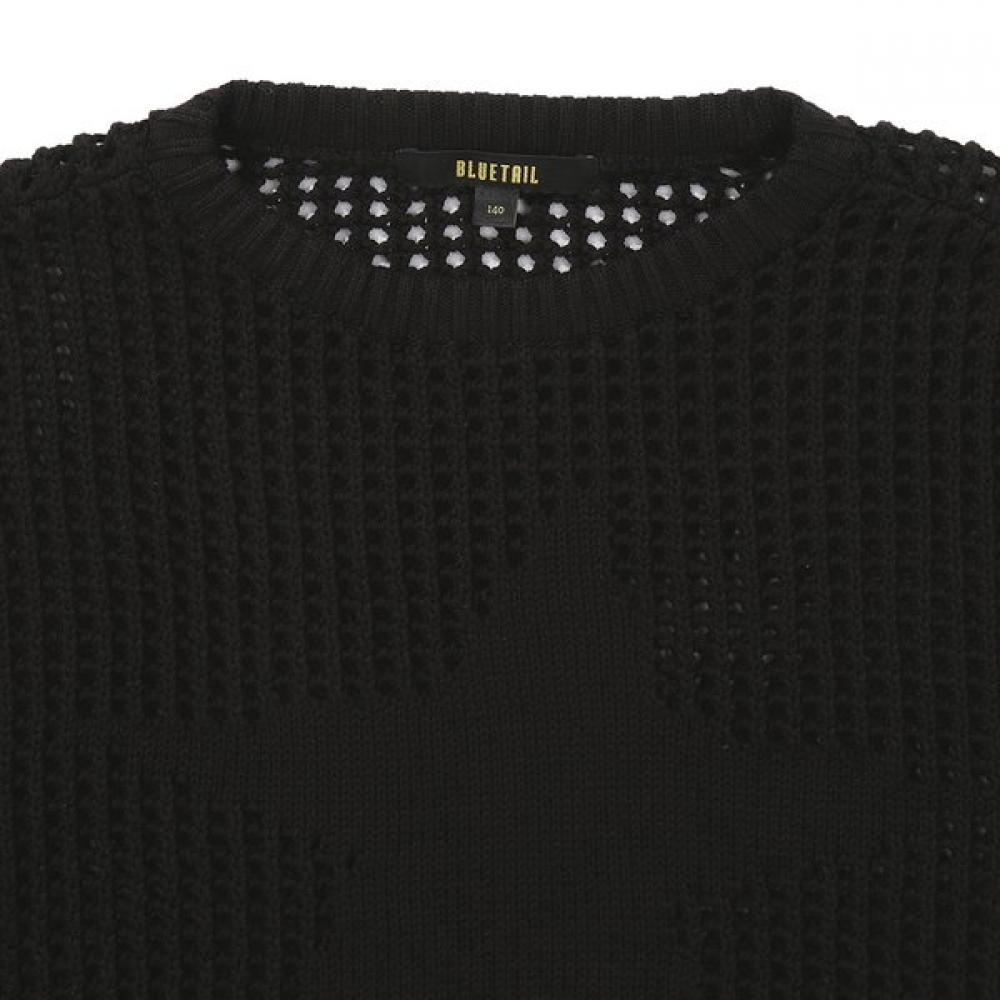 Bluetail Black Star Jacquard Mesh Crop Knit Aaa4sw01bk