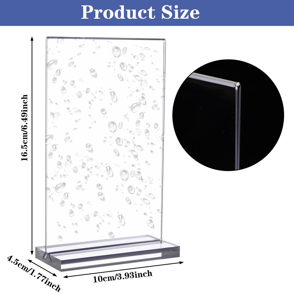 GANGBARU 10 Pack 4 X 6'' Acrylic Sign Holder Clear Display Stand Double Sided Vertical Flyer Menu Brochure Holders For Restauran