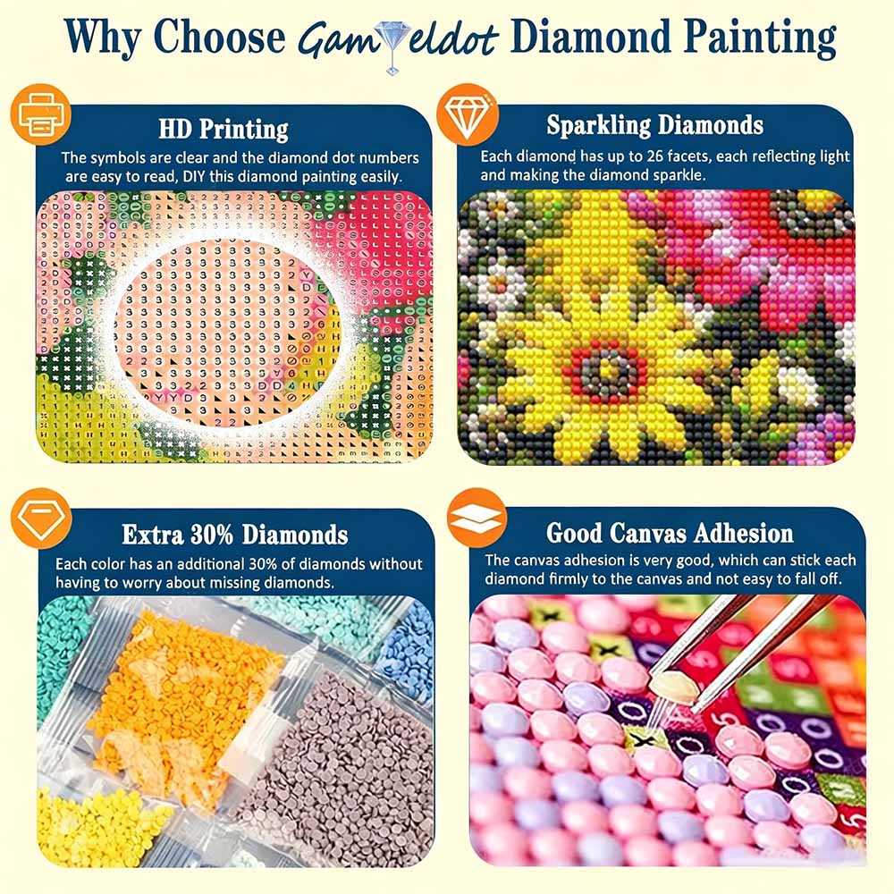 Diamond painting DIY cute bee with flowers kit for home room decoration