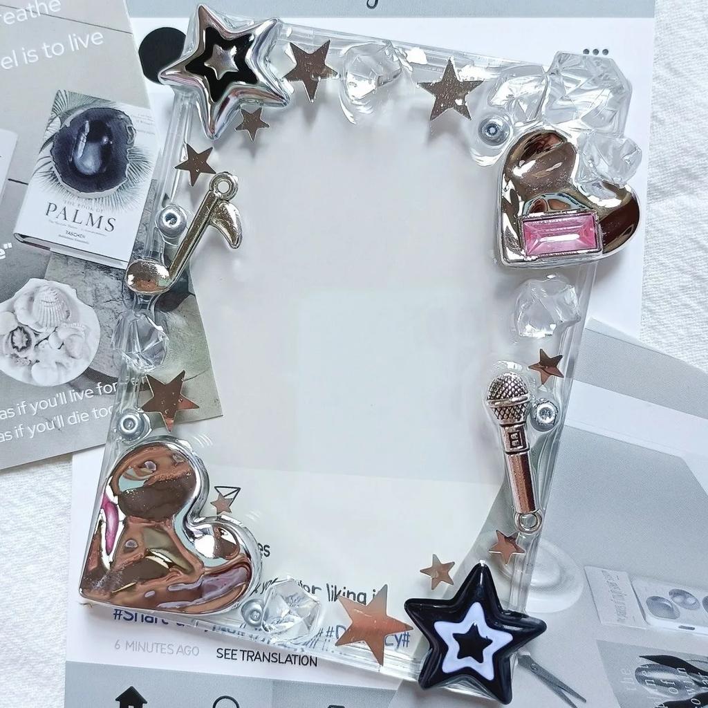Original Design Electroplate Plasitic Frame Kpop Photo Binder Creative Idol Photo Card Holder for 3 Inch Card Wholesales 2025