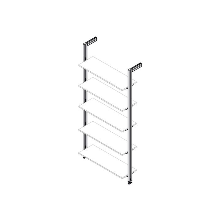 Emuca Lot de consoles pour 5 tablettes en verre pour la structure Zero, verre non inclus, Zamak, Peint en noir texturé
