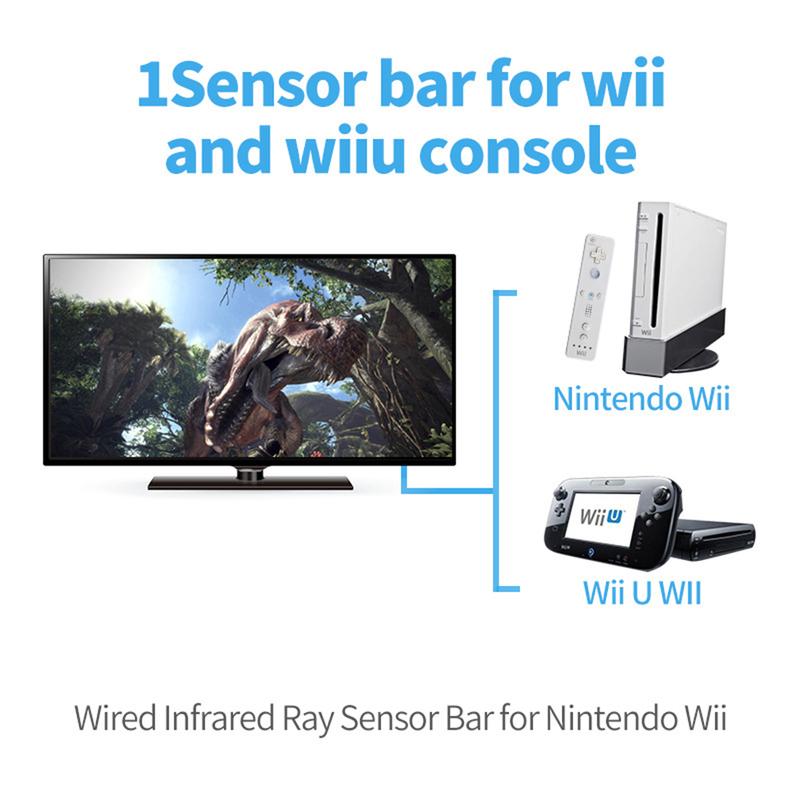 Wired Motion Sensor Receiver with Extension Cord Remote Infrared Ray IR Inductor Bar Wired Motion Sensor Bar for Nintendo Wii