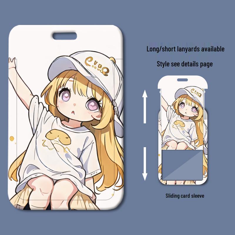 Plastic Sliding Cover Cartoon ID/Meal Card & Name Tag Holder for Students & Access Control
