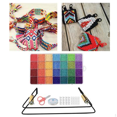 Perlenwebstuhl-Set aus Metall, elastische Schnur, 28 Farben, Perlen, Karabinerverschlüsse zur Schmuckherstellung, DIY-Armband