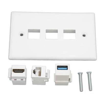 HD Multimedia Interface Wall Plate Solder Free CAT6 USB3.0 HD Multimedia Interface 3 Port Wall