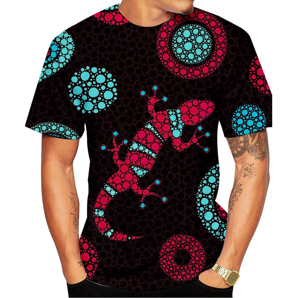 New Fashion Trendy Indigenous Animal Pointillism Art 3D Printing T-shirt Hip Hop Fun Fashion Casual Neutral T-shirt