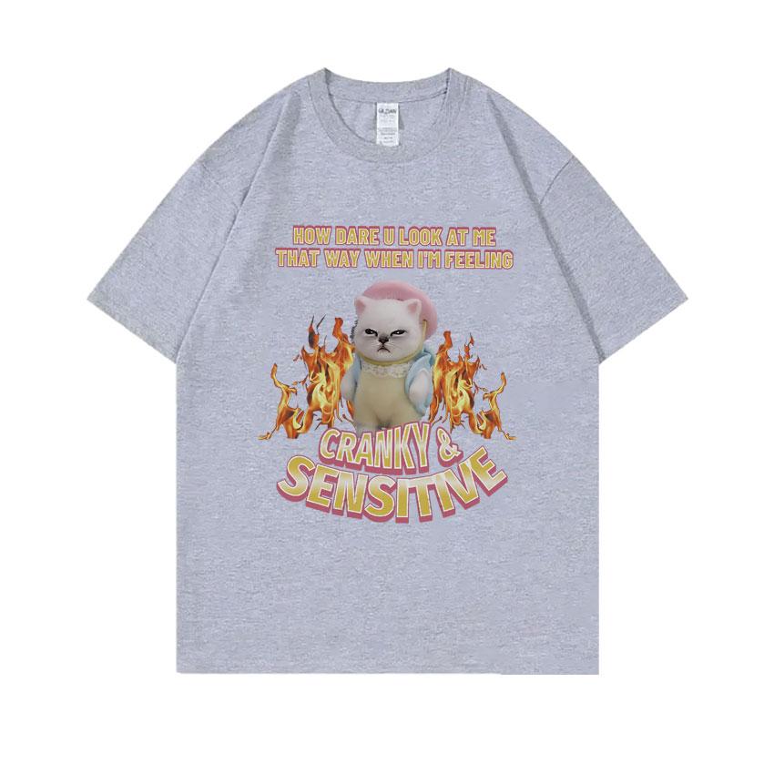 How Dare U Look At Me That Way When Im Feeling Cranky Sensitive Kawaii Cat Funny Meme Tshirt Unisex Women Casual Cotton T Shirts