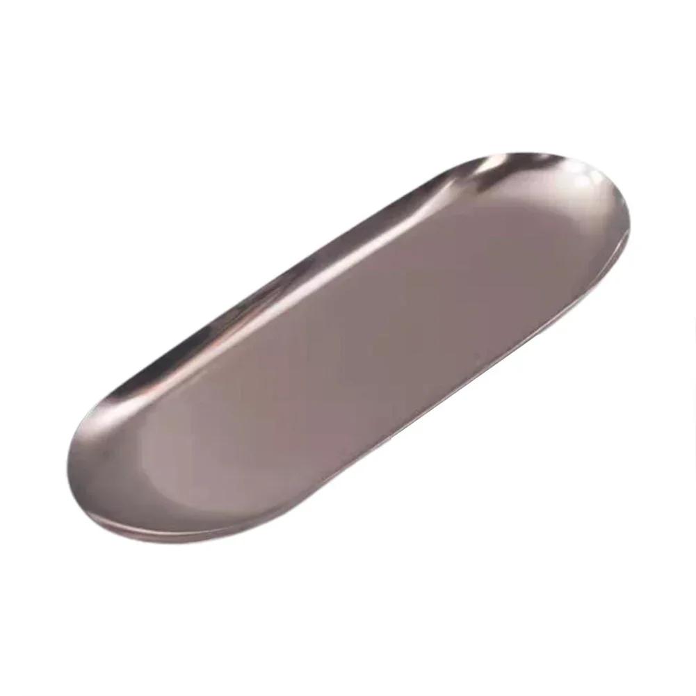 Home Decor Metal Tray Oval Tray for Nordic Style and Jewelry Stainless Steel Non Deformable Black/Bronze/Rose Gold 18cm/23cm