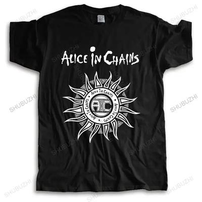 Men Crew Neck Tops Fashion Cotton Tshirt Alice In Chains Sun Logo Men's Unisex T-shirt Casual Loose Style Tops Bigger Size