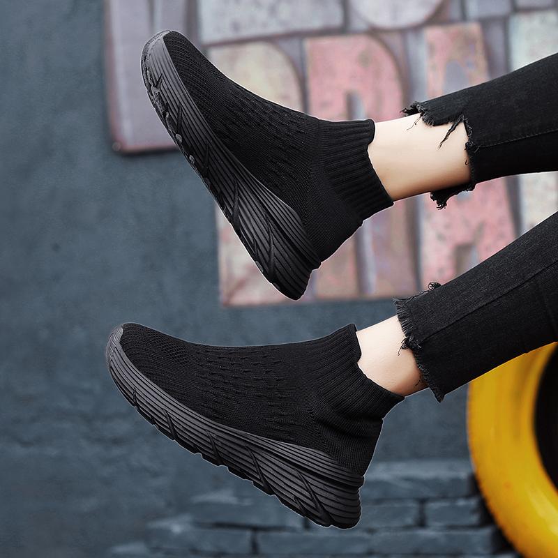 Breathable Men's/Women's Running Shoes Flying-Knit Elastic Socks Shoes Outdoor Fitness Sneakers