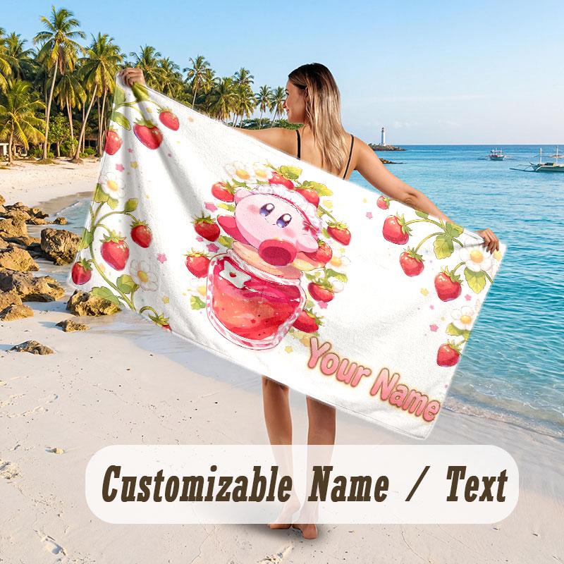 Personalized Beach Towel,Kirby Custom Printed Name Text, Super Absorbent Towel For Beach Vacation