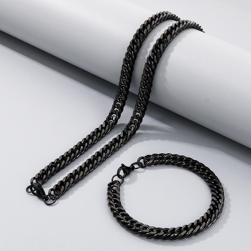 Jednoduchý hladký řetízek Dvojitě pletený Čtyřstranně broušený Náramek Hip-Hop Osobnost Více velikostí Bičíkový řetízek Titanová ocel Pánský náhrdelník