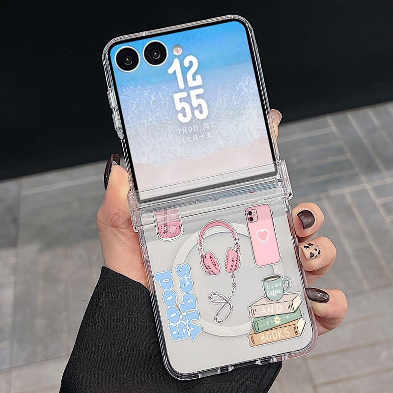 Candy Color Love Hearts Case For Samsung Galaxy Z Flip 8 7 FE 6 5 4 Flip7 Flip6 Flip8 Hinged Magnetic For Magsafe Hard Folding Phone Cover