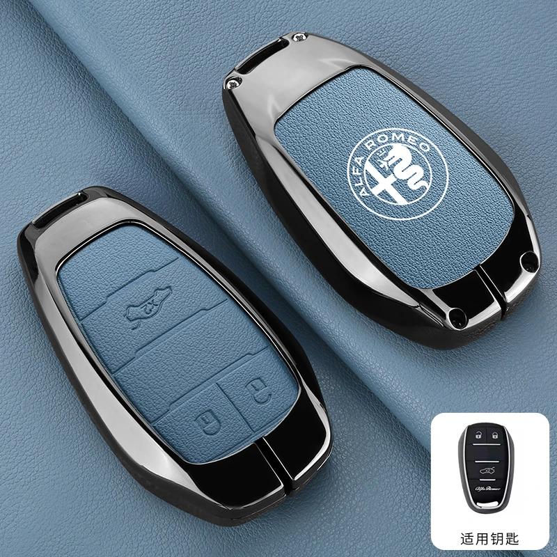 

For Alfa Romeo 2026 Hot Sticker Leather Car Smart Key Fob Case Cover Protector Shell for Alfa Romeo Giulia 2015 +Stelvio 2016+ S For Alfa Romeo