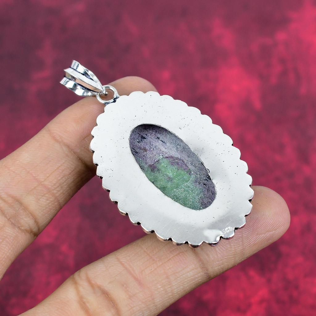 Joyería de Rubí Zoisita, Plata de Ley 925 Sólida, Encantadora Joyería de Piedras Preciosas, Colgante de Cadena Hecho a Mano, Regalo Para Chica