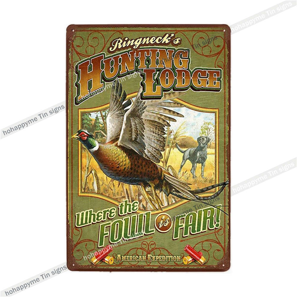 Metallschild im Vintage-Stil, für Männerhöhle, Blechmalerei, Poster, Jagdhunde, Hirsche, Retro-Wandkunst, Eisenplatten, Dekoration, Plakette, 20 x 30 cm